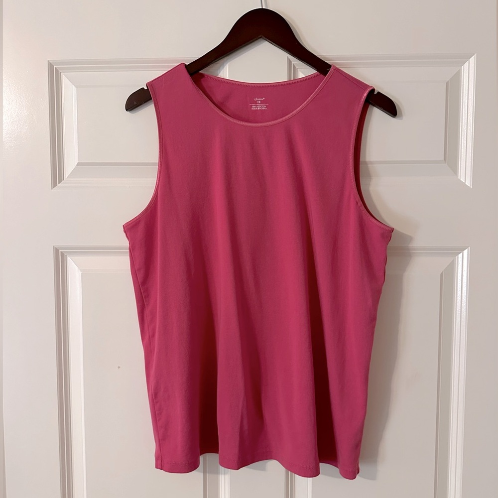 Pink tank. Wear alone or later. 100% cotton.